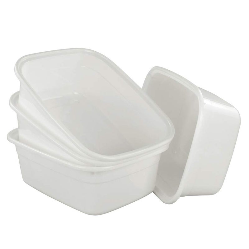Lesbin 4-Pack 14 Quart Plastic Wash Basin/Dish Pan, White - Image 2
